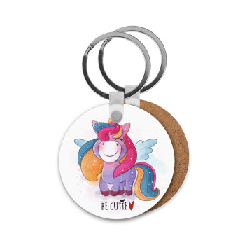 Μονόκερος, Μπρελόκ Ξύλινο στρογγυλό MDF Φ5cm