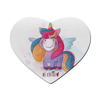 Pink unicorn, Mousepad heart 23x20cm
