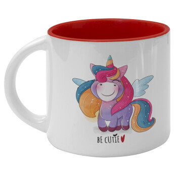 Μονόκερος, Κούπα κεραμική 400ml Λευκή/Κόκκινη