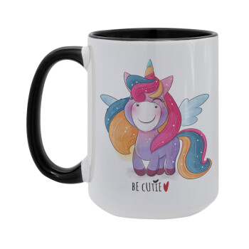 Μονόκερος, Κούπα Mega 15oz, κεραμική Μαύρη, 450ml