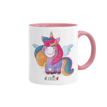 Pink unicorn, Mug colored pink, ceramic, 330ml