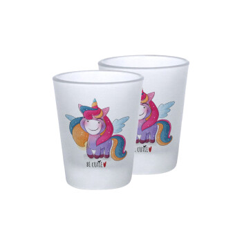 Pink unicorn, Σφηνοπότηρα γυάλινα 45ml του πάγου (2 τεμάχια)