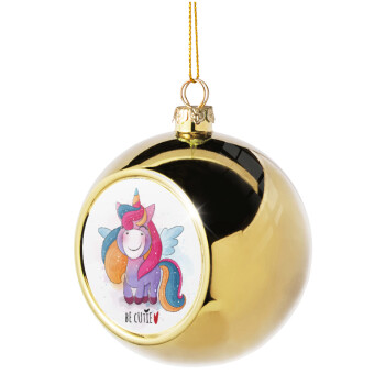 Pink unicorn, Χριστουγεννιάτικη μπάλα δένδρου Χρυσή 8cm