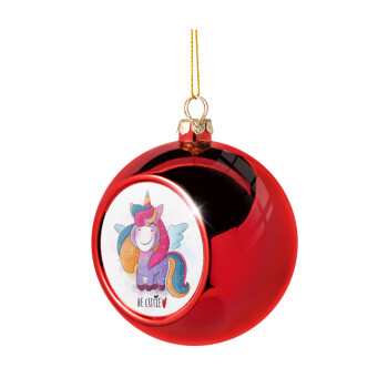 Pink unicorn, Χριστουγεννιάτικη μπάλα δένδρου Κόκκινη 8cm
