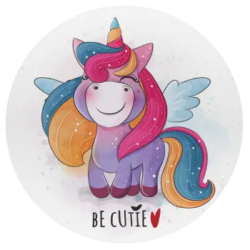 Pink unicorn, Mousepad Round 20cm