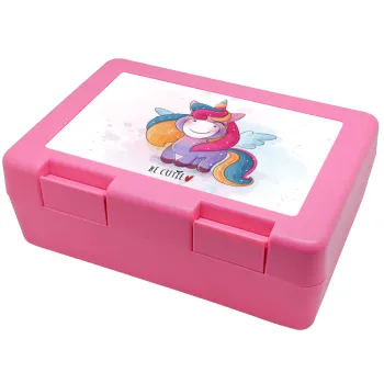Pink unicorn, Children's cookie container PINK 185x128x65mm (BPA free plastic)