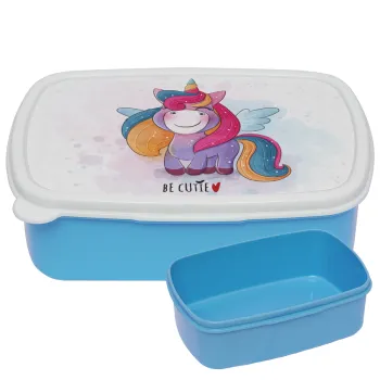 Μονόκερος, ΜΠΛΕ παιδικό δοχείο φαγητού (lunchbox) πλαστικό (BPA-FREE) Lunch Βox M18 x Π13 x Υ6cm