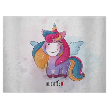 Pink unicorn, Επιφάνεια κοπής γυάλινη (38x28cm)