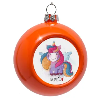 Pink unicorn, Orange Christmas tree ornament bauble 8cm