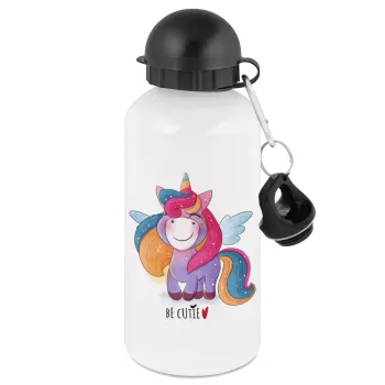 Pink unicorn, Metal water bottle, White, aluminum 500ml