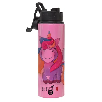 Μονόκερος, Μεταλλικό παγούρι νερού με καπάκι ασφαλείας, αλουμινίου 850ml