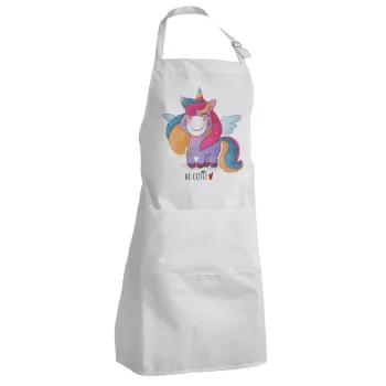 Pink unicorn, Adult Chef Apron (with sliders and 2 pockets)