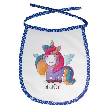 Pink unicorn, Σαλιάρα μωρού αλέκιαστη με κορδόνι Μπλε