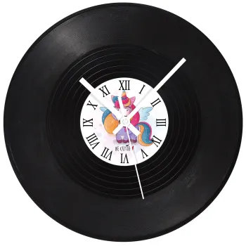 Pink unicorn, Ρολόι τοίχου Βινύλιο (30cm)