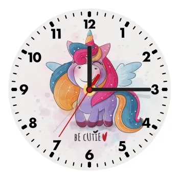Pink unicorn, Wooden wall clock (20cm)