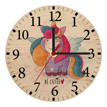 Pink unicorn, Ρολόι τοίχου ξύλινο plywood (20cm)