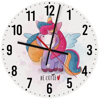 Pink unicorn, Ρολόι τοίχου ξύλινο (30cm)