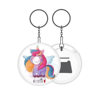 Pink unicorn, Μπρελόκ μεταλλικό 5cm με ανοιχτήρι