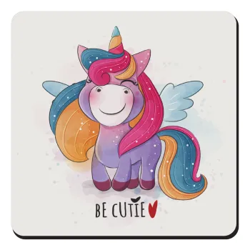 Pink unicorn, Τετράγωνο μαγνητάκι ξύλινο 9x9cm