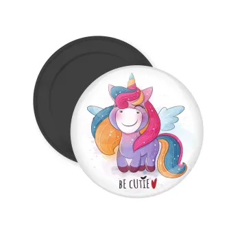 Pink unicorn, Μαγνητάκι ψυγείου στρογγυλό διάστασης 5cm