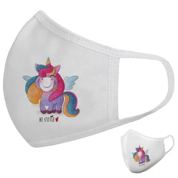 Pink unicorn, Μάσκα υφασμάτινη υψηλής άνεσης παιδική (Δώρο πλαστική θήκη)