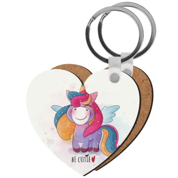 Pink unicorn, Μπρελόκ Ξύλινο καρδιά MDF