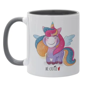 Pink unicorn, Mug colored grey, ceramic, 330ml