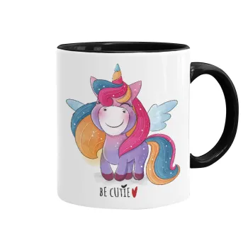 Pink unicorn, Mug colored black, ceramic, 330ml