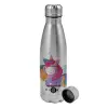 Metallic water bottle, stainless steel, 750ml
