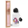 Easter Set, metallic aluminum bottle (500ml) & aromatic flat Easter candle (30cm) (PINK)