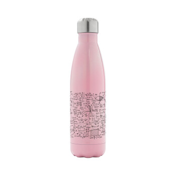 I LOVE MATHS, Metal mug thermos Pink Iridiscent (Stainless steel), double wall, 500ml