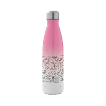 I LOVE MATHS, Metal mug thermos Pink/White (Stainless steel), double wall, 500ml