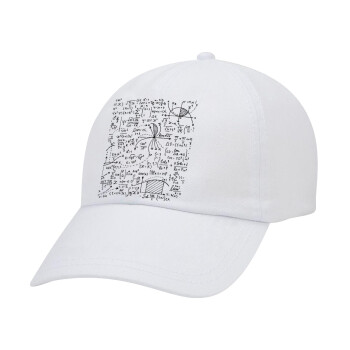 I LOVE MATHS (μαθηματικά), Καπέλο Baseball Λευκό (5-φύλλο, unisex)