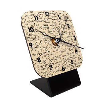 I LOVE MATHS (μαθηματικά), Επιτραπέζιο ρολόι σε φυσικό ξύλο (10cm)