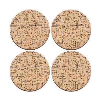 I LOVE MATHS, ΣΕΤ x4 Σουβέρ ξύλινα στρογγυλά plywood (9cm)