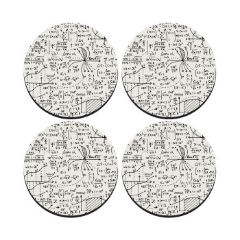 I LOVE MATHS, SET of 4 round wooden coasters (9cm)