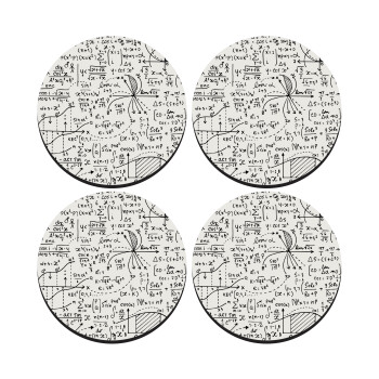 I LOVE MATHS (μαθηματικά), ΣΕΤ 4 Σουβέρ ξύλινα στρογγυλά (9cm)