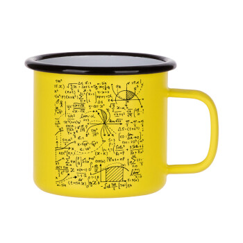 I LOVE MATHS, Metallic enamel MATT Yellow cup 360ml
