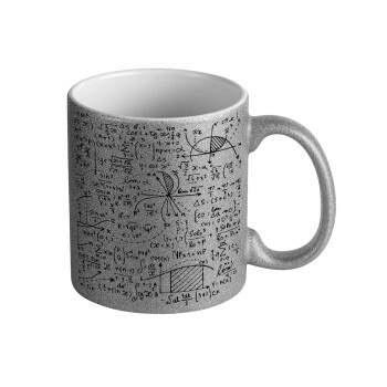 I LOVE MATHS (μαθηματικά), Κούπα Ασημένια Glitter που γυαλίζει, κεραμική, 330ml