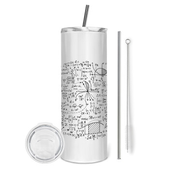 I LOVE MATHS, Eco friendly stainless steel tumbler 600ml, with metal straw & cleaning brush