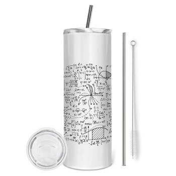 I LOVE MATHS, Tumbler stainless steel 600ml, with metal straw & cleaning brush