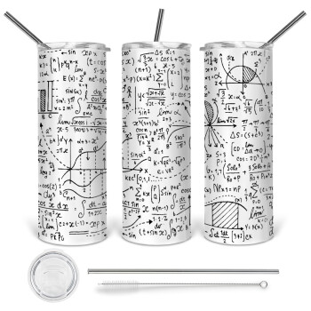 I LOVE MATHS, Tumbler stainless steel 600ml, with metal straw & cleaning brush