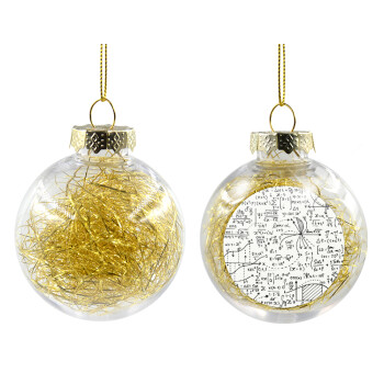 I LOVE MATHS (μαθηματικά), Χριστουγεννιάτικη μπάλα δένδρου διάφανη με χρυσό γέμισμα 8cm