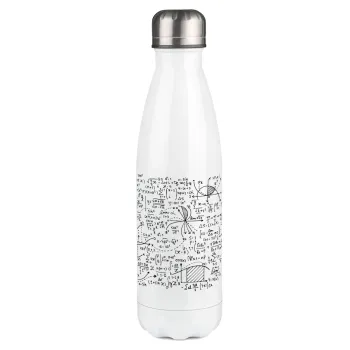 I LOVE MATHS (μαθηματικά), Μεταλλικό παγούρι θερμός Λευκό (Stainless steel), διπλού τοιχώματος, 500ml