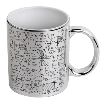 I LOVE MATHS (μαθηματικά), Κούπα κεραμική, ασημένια καθρέπτης, 330ml