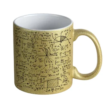 I LOVE MATHS (μαθηματικά), Κούπα Χρυσή Glitter που γυαλίζει, κεραμική, 330ml