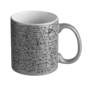 I LOVE MATHS (μαθηματικά), Κούπα Ασημένια Glitter που γυαλίζει, κεραμική, 330ml
