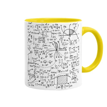 I LOVE MATHS (μαθηματικά), Κούπα χρωματιστή κίτρινη, κεραμική, 330ml