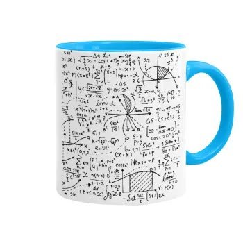 I LOVE MATHS (μαθηματικά), Κούπα χρωματιστή γαλάζια, κεραμική, 330ml