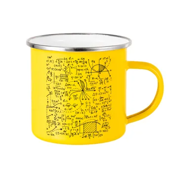 I LOVE MATHS, Yellow Enamel Metallic Cup 360ml